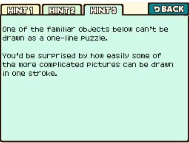 Professor Layton and the Curious Village puzzle 030 - One-Line Puzzle 1 Hint 3