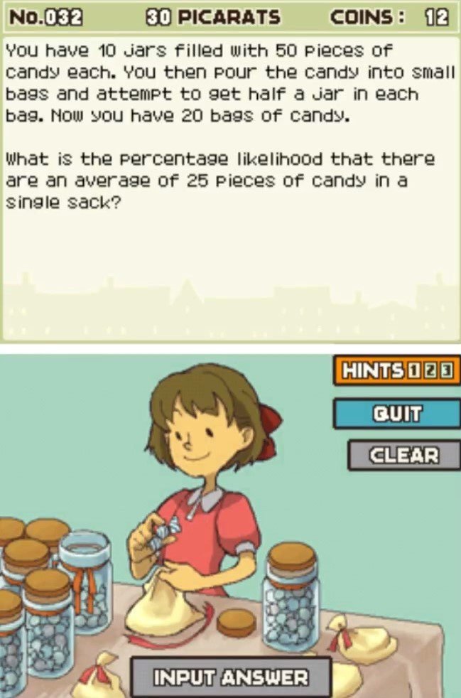 Professor Layton and the Curious Village puzzle 032 - Sweet Jars Description