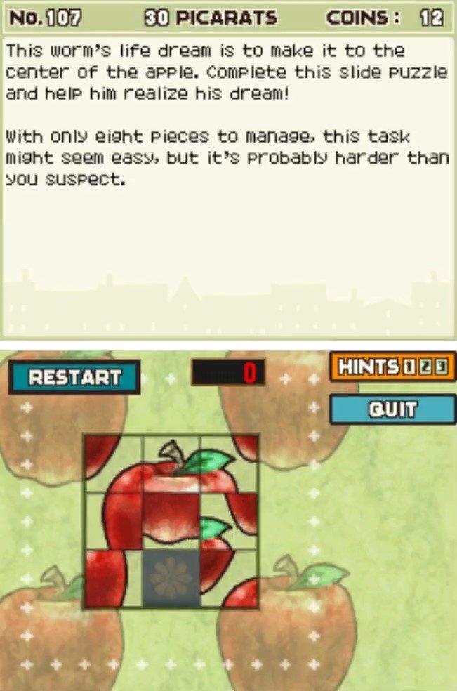 Professor Layton and the Curious Village puzzle 107 - A Worm's Dream Description