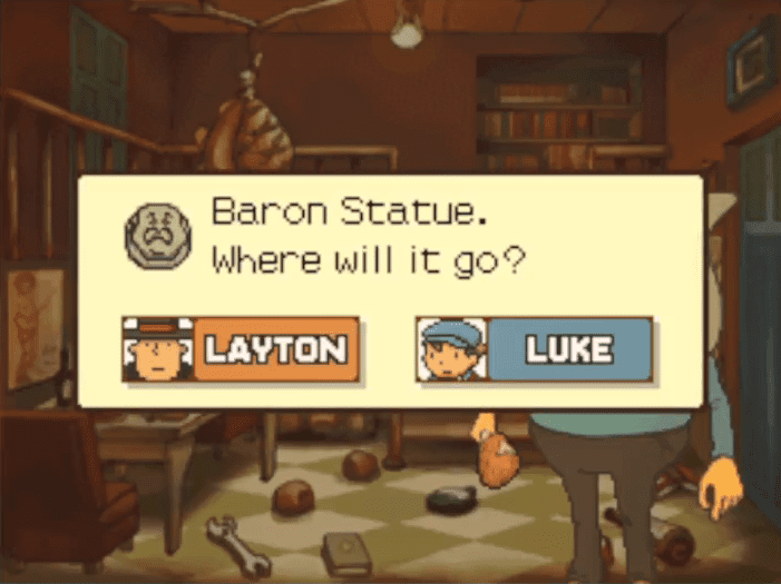Receiving the Baron Statue for solving Puzzle 104 - A Sweet Treat