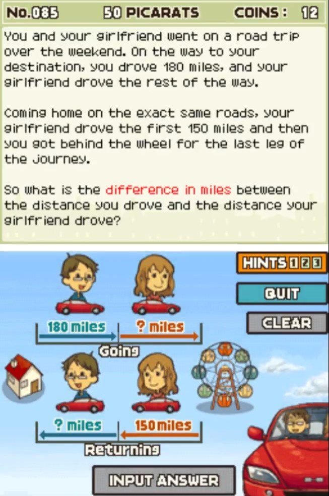 Puzzle overview for Professor Layton and the Curious Village Puzzle 85 (US) - Weekend Getaway