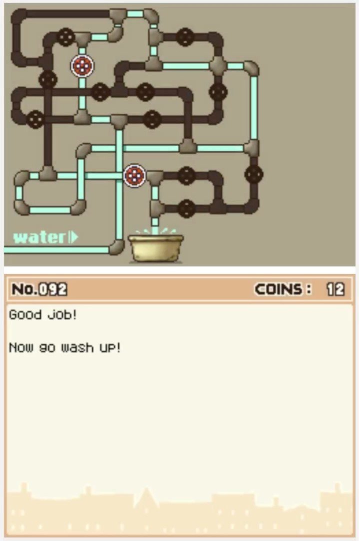 Answer screen for Professor Layton and the Curious Village Puzzle 092 - Wash Up