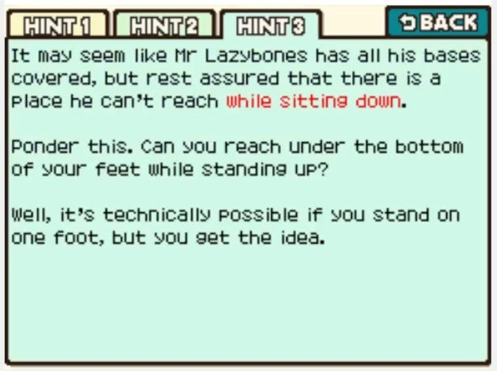 Professor Layton and the Curious Village Puzzle 109 - Laziest Man on Earth Hint 3
